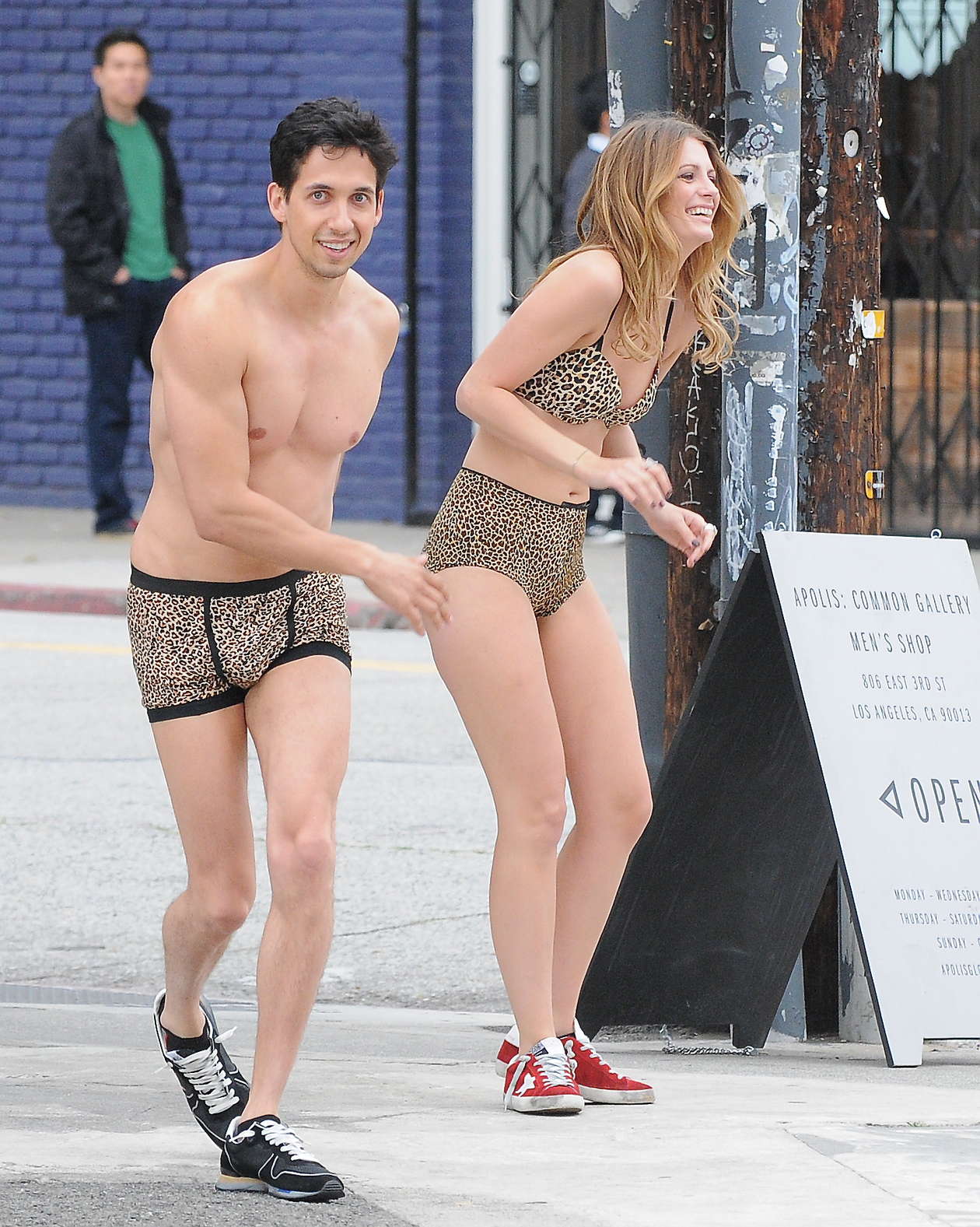 Mischa Barton wear leopard print style underwear for Noel Gallagher Video shoot in Los Angeles